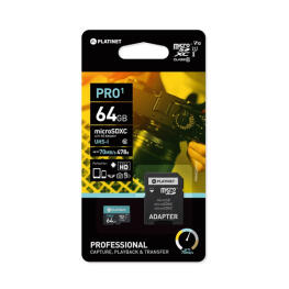 Platinet Pro 1 MicroSDXC memóriakártya SD adapterrel - 64 GB - 70 MB/s