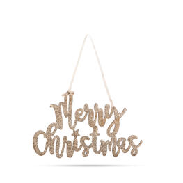 Karácsonyi dekoráció - Merry Christmas felirat - 20 x 12 cm - arany